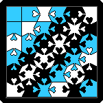 Snowflake Super Square--permutations of squares with 3 shapes of edge