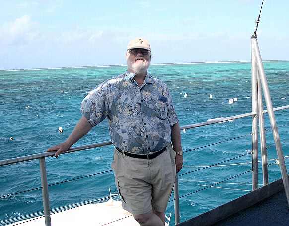 Dick Jones aboard for Reef-viewing excursion.