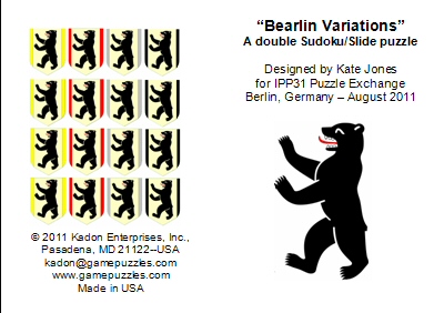 Front and back of leaflet for the Bearlin Variations puzzle