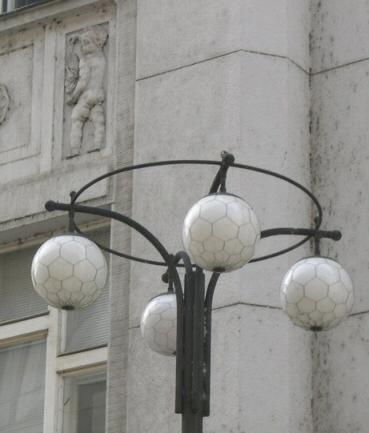 Street lights covered with hexagons