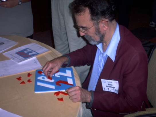 Fred Armitage tackling the elusive IPP-22 puzzle designed by Kate Jones