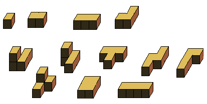 Poly-4, all the shapes of 1 through 4 cubes