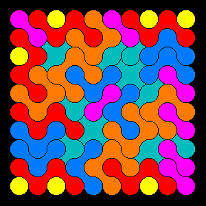 Super Roundominoes solution by Karl von Laudermann with 13 border spaces filled with S pieces